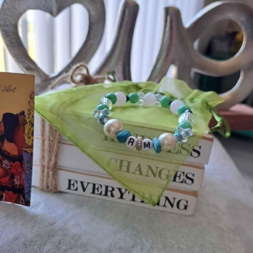 Beaded Bracelet with Personalized Initials